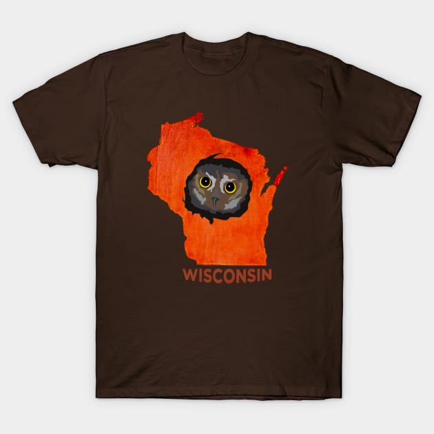 Outdoors Wisconsin Owl T-Shirt by The MKE Rhine Maiden